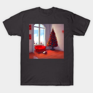 Holiday Red Christmas Tree Symbolism of Valor and Bravery on Xmas Season T-Shirt